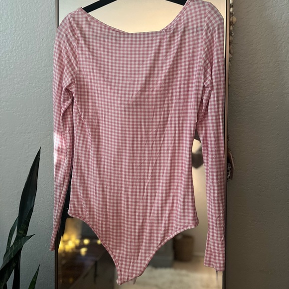 NWT CAROLINE CONSTAS Jessie checked stretch-jersey bodysuit - Picture 4 of 6